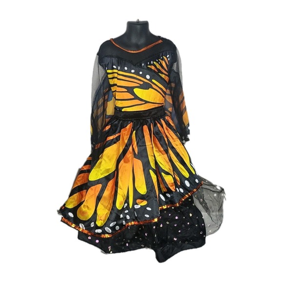 Target‎ Girls MONARCH BUTTERFLY DRESS HALLOWEEN COSTUME GIRLS SIZE Medium 8-10 - Picture 2 of 9